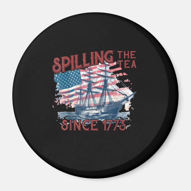 Lustigt 4:e juli då Tea sprack sedan 1773 Fyra Magnet (Framsidan)