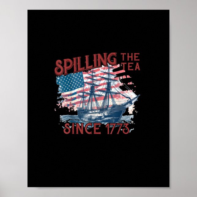 Lustigt 4:e juli då Tea sprack sedan 1773 Fyra Poster (Framsidan)