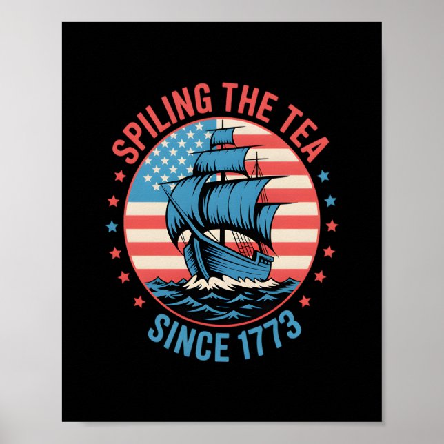 Lustigt 4:e juli då Tea sprack sedan 1773 Fyra Poster (Framsidan)