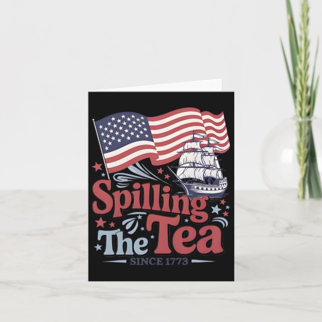 Lustigt 4:e juli då Tea sprack sedan 1773 USA Kort (Framsida)