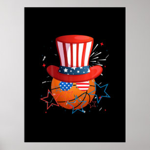 Lustigt 4:e juli för Basketball Älskare Poster