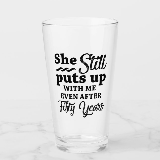 Lustigt 50:e Bröllop-årsdagen Glaskopp (Framsida)