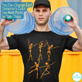 Lustigt 5 dans skelett Happy halloween T Shirt