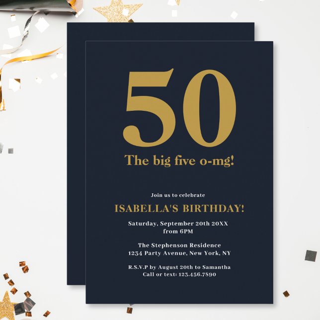 Lustigt 5 O-MG Humous Birday Inbjudningar (Skapare uppladdad)