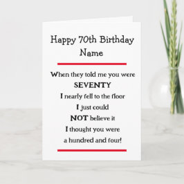 Lustigt 70:e födelsedagskortet Cheeky Verse Birthd Kort
