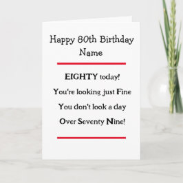 Lustigt 80:e födelsedag Verse Birthday Card Kort