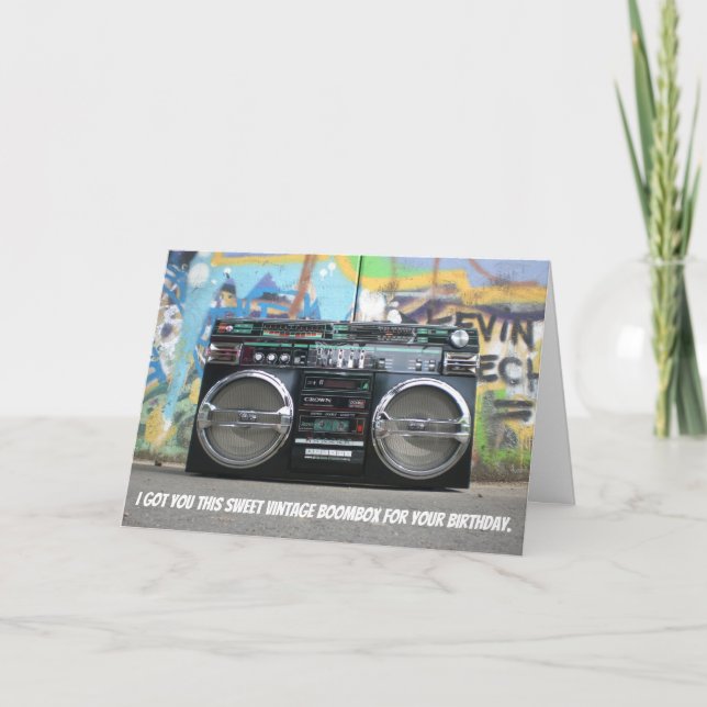Lustigt 80s Retro Boombox-födelsedagskort Kort (Framsida)