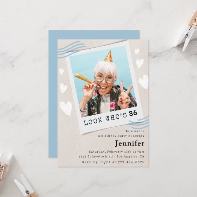 Lustigt 86-årsinbjudningar Foto Inbjudningar (Fram/Back In Situ)