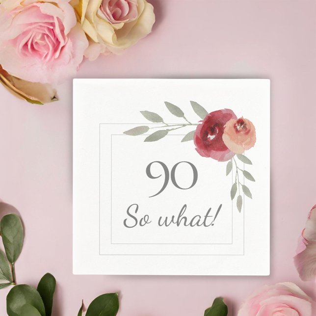 Lustigt 90 så vilken 90:e Födelsedagsfest med vatt Pappersservett (Skapare uppladdad)