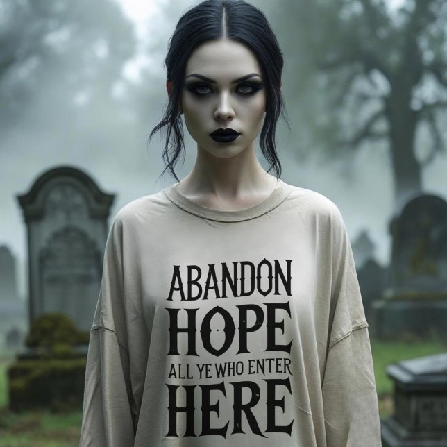 Lustigt Abandon Hoppar hela tiden som kommer in hä T Shirt (Choose the largest size for a slouchy vibe for the times you've lost all hope (ai model))