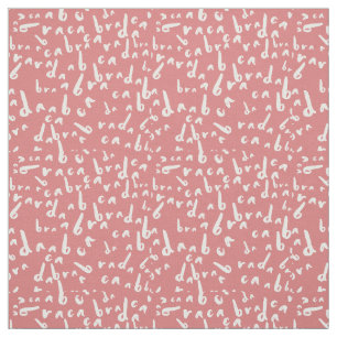 Lustigt Abracadabra White Text. Coral Rosa BackDro Tyg