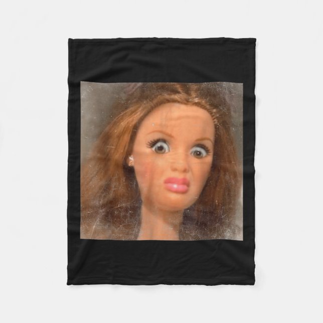 Lustigt äckligt Doll Ansikte Meme Fleecefilt (Framsidan)