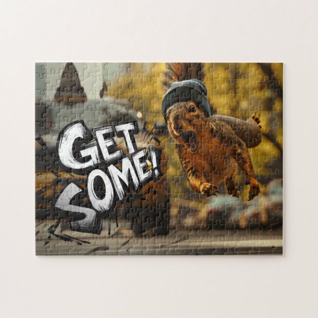 Lustigt Action Squirrel Jigszle Puzzle "Hämta lite Pussel (Horisontell)