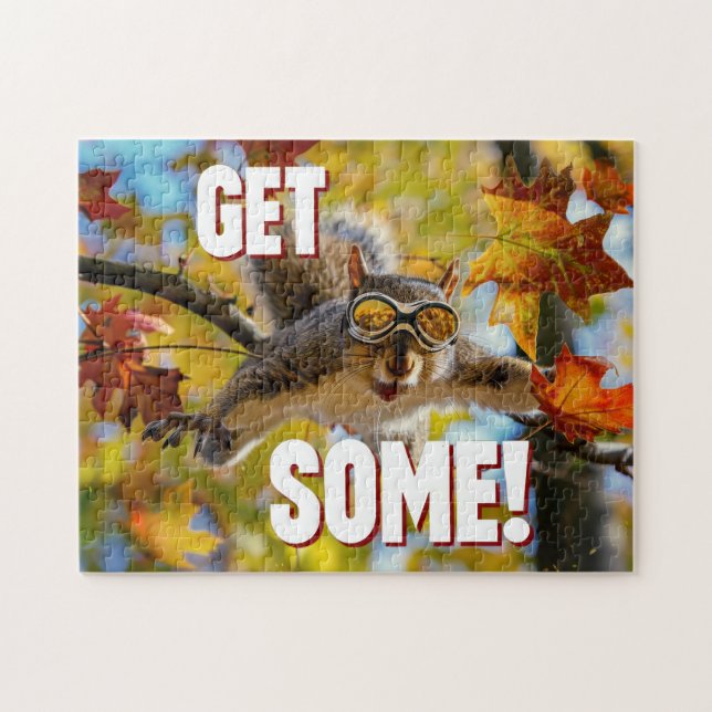 Lustigt Action Squirrel Jigszle Puzzle "Hämta lite Pussel (Horisontell)
