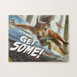 Lustigt Action Squirrel Jigszle Puzzle "Hämta lite Pussel