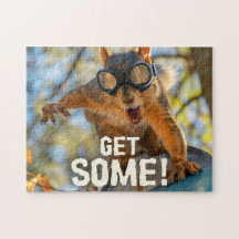 Lustigt Action Squirrel Jigszle Puzzle "Hämta lite