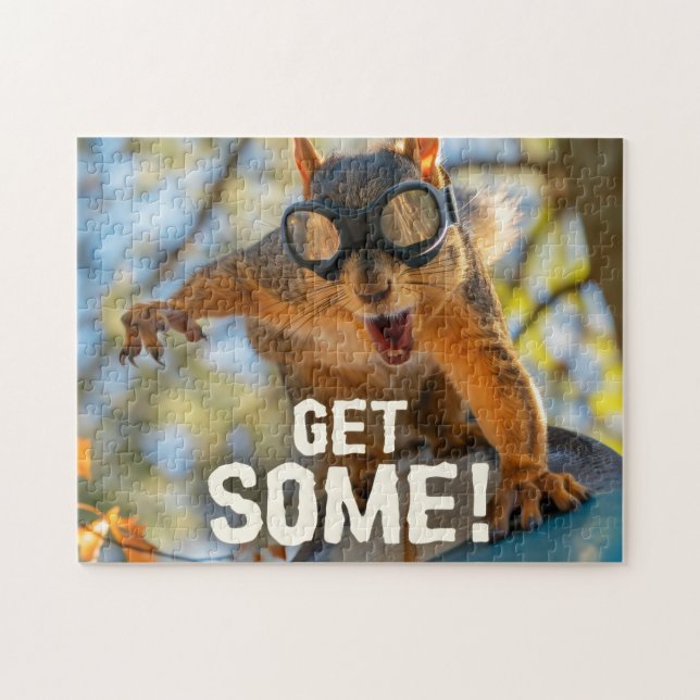 Lustigt Action Squirrel Jigszle Puzzle "Hämta lite Pussel (Horisontell)