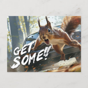 Lustigt Action Squirrel-vykort "Hämta lite" Vykort