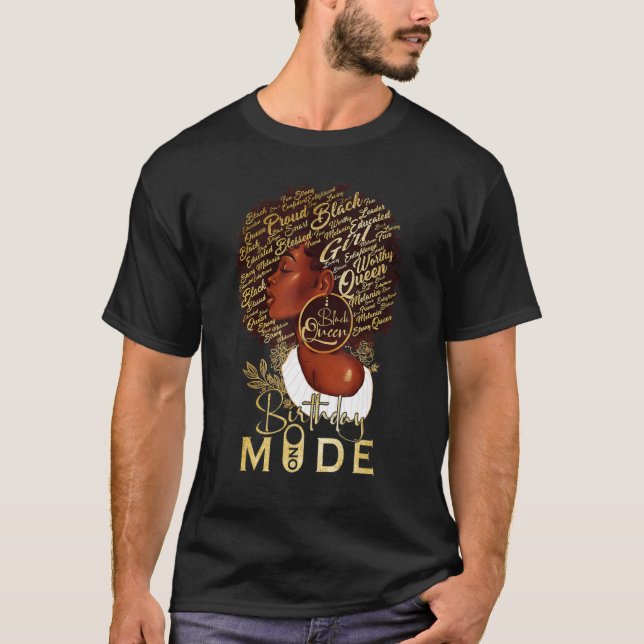 Lustigt Afro Queen Birthday Mode on Black Women T Shirt (Framsida)