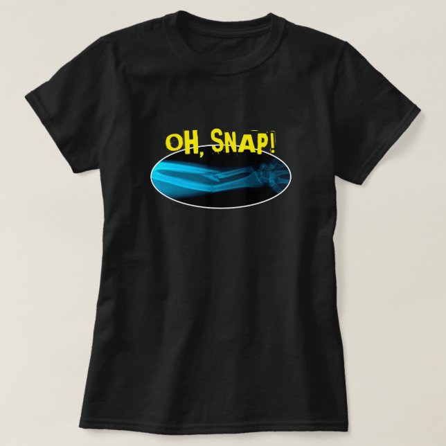 Lustigt "Åh Snap" Broken Arm Xray T Shirt (Design framsida)