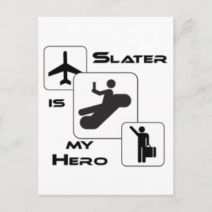 Lustigt Airline T-shirt Slater är min Hero Vykort