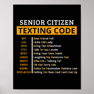 Lustigt äldre medborgare som texterar koddesign fö poster