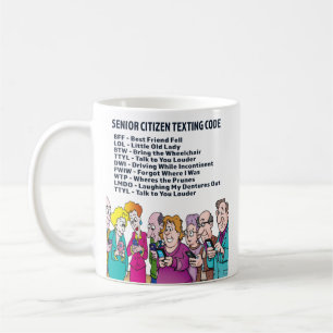 Lustigt äldre medborgare Texturkod Kaffemugg