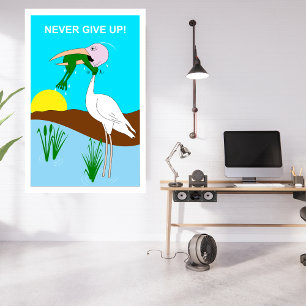 Lustigt aldrig Ge Up Frog Chock Bird Poster