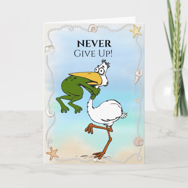 Lustigt aldrig Ge Up Frog Chog Bird Card Tack Kort (Framsida)