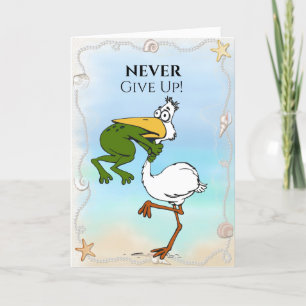 Lustigt aldrig Ge Up Frog Chog Bird Card Tack Kort