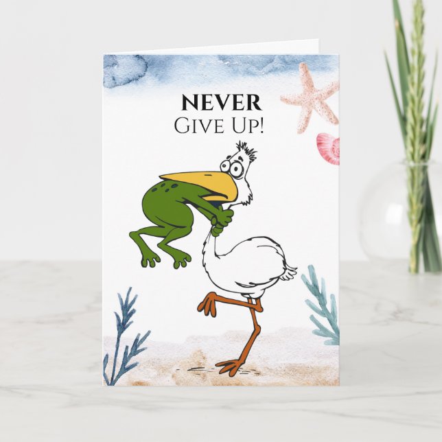 Lustigt aldrig Ge Up Frog Chog Bird Card Tack Kort (Framsida)