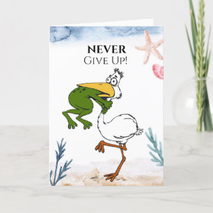 Lustigt aldrig Ge Up Frog Chog Bird Card Tack Kort