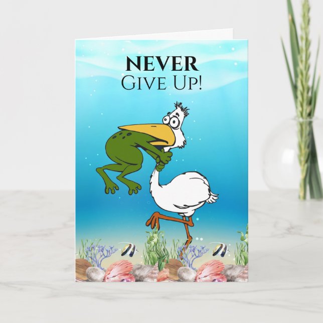 Lustigt aldrig Ge Up Frog Chog Bird Card Tack Kort (Framsida)