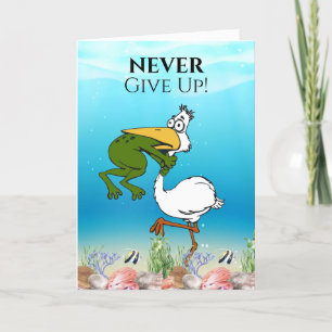 Lustigt aldrig Ge Up Frog Chog Bird Card Tack Kort