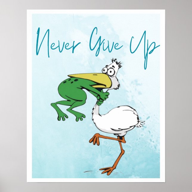 Lustigt aldrig Poster Ge uppåt #Frog Choking Bird (Framsidan)