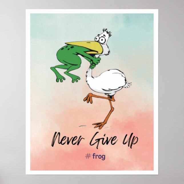 Lustigt aldrig Poster Ge uppåt #Frog Choking Bird (Framsidan)