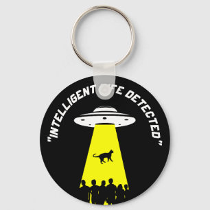 Lustigt Alien Cat Abduction Nyckelring