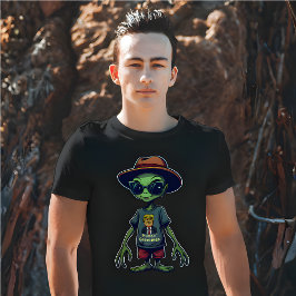 Lustigt Alien "Human Hälsning", politisk satir T Shirt