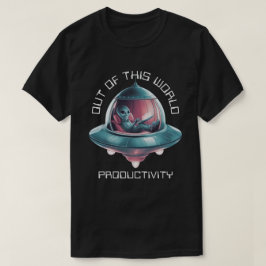 Lustigt Alien i UFO T Shirt