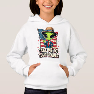 Lustigt Alien Ta mig till din ledare USA Patriotic T Shirt