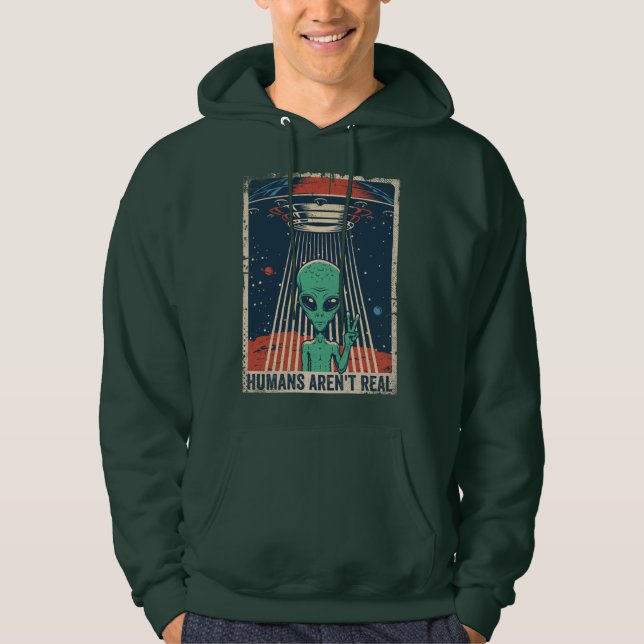 Lustigt Alien UFO:s rymdkonspiration Hoodie (Framsida)
