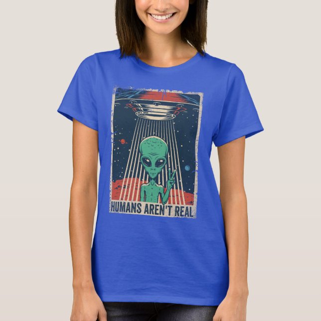 Lustigt Alien UFO:s rymdkonspiration T Shirt (Framsida)