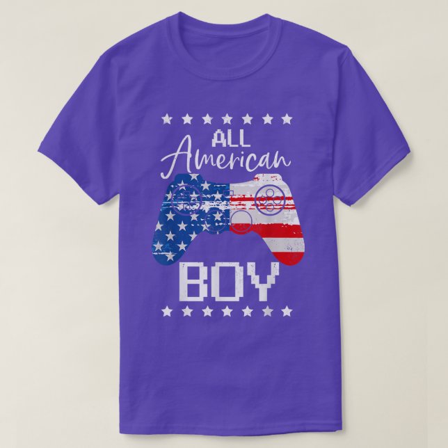 Lustigt alla amerikanska pojkar 4:e juli-videospel t shirt (Design framsida)