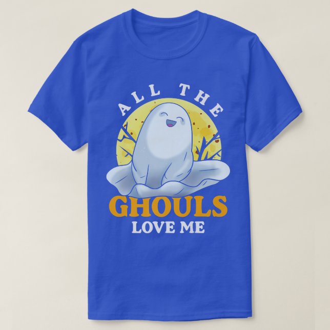 Lustigt alla Ghouls Kärlek Me Cute Ghost Hallowee T Shirt (Design framsida)