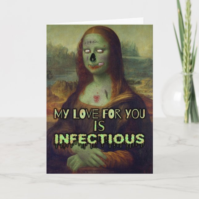 Lustigt Alla hjärtans dag Zombie Mona Lisa Kärlek Helgkort (Framsida)