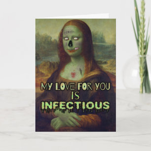 Lustigt Alla hjärtans dag Zombie Mona Lisa Kärlek Helgkort