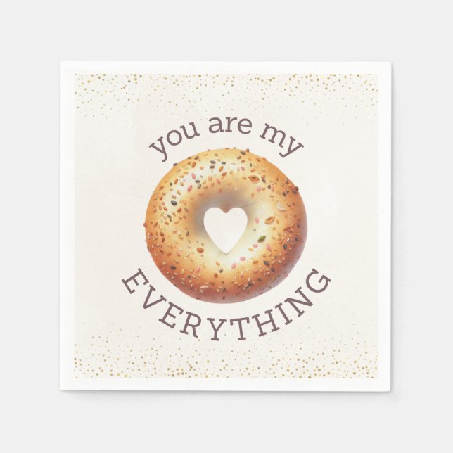 Lustigt allt i Bagel "Du är mitt allt" Pappersservett (Framsidan)