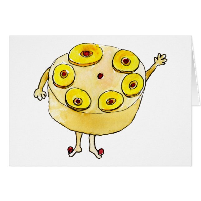 Lustigt ananas upp och ned Kummel Quirky Cute Humo Hälsningskort (Framsidan Horizontal)