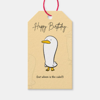 Lustigt Anka Birthday Sticker-Men var finns kakan? Presentetikett