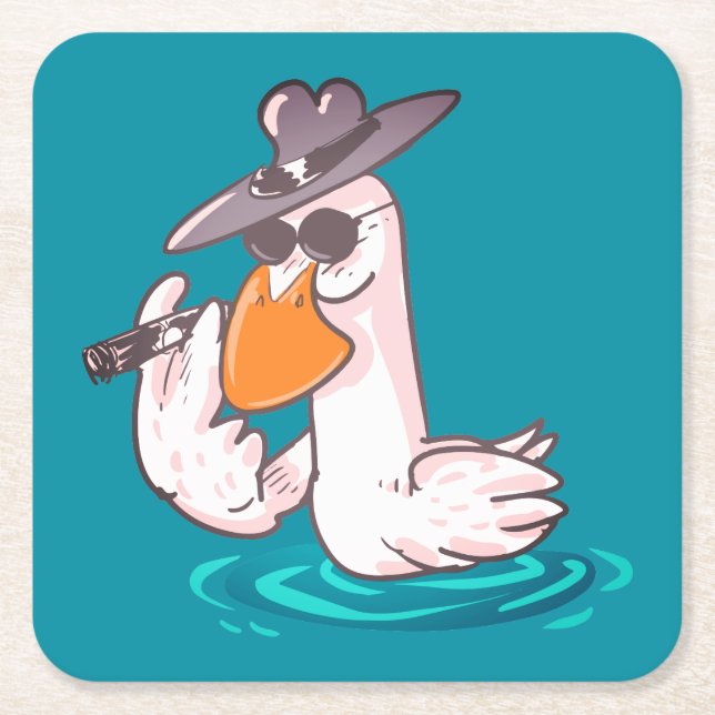 Lustigt anka chef tecknad underlägg papper kvadrat (Framsidan)